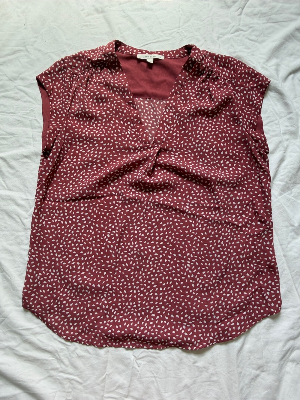 fun 2 fun Burgundy Printed V-Neck Cap Sleeve Camisole
